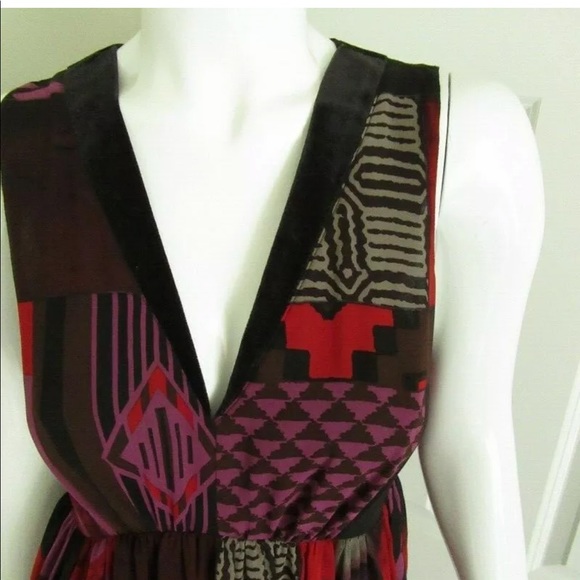 ETRO SLEEVELESS DRESS SILK VELVET VNECK 46 - Picture 3 of 10